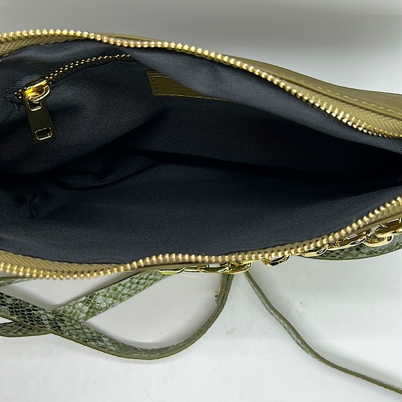 Valentina Fiore Beautiful Olive Green Leather Crossbody Bag Purse 👜 👜 - Picture 4 of 5